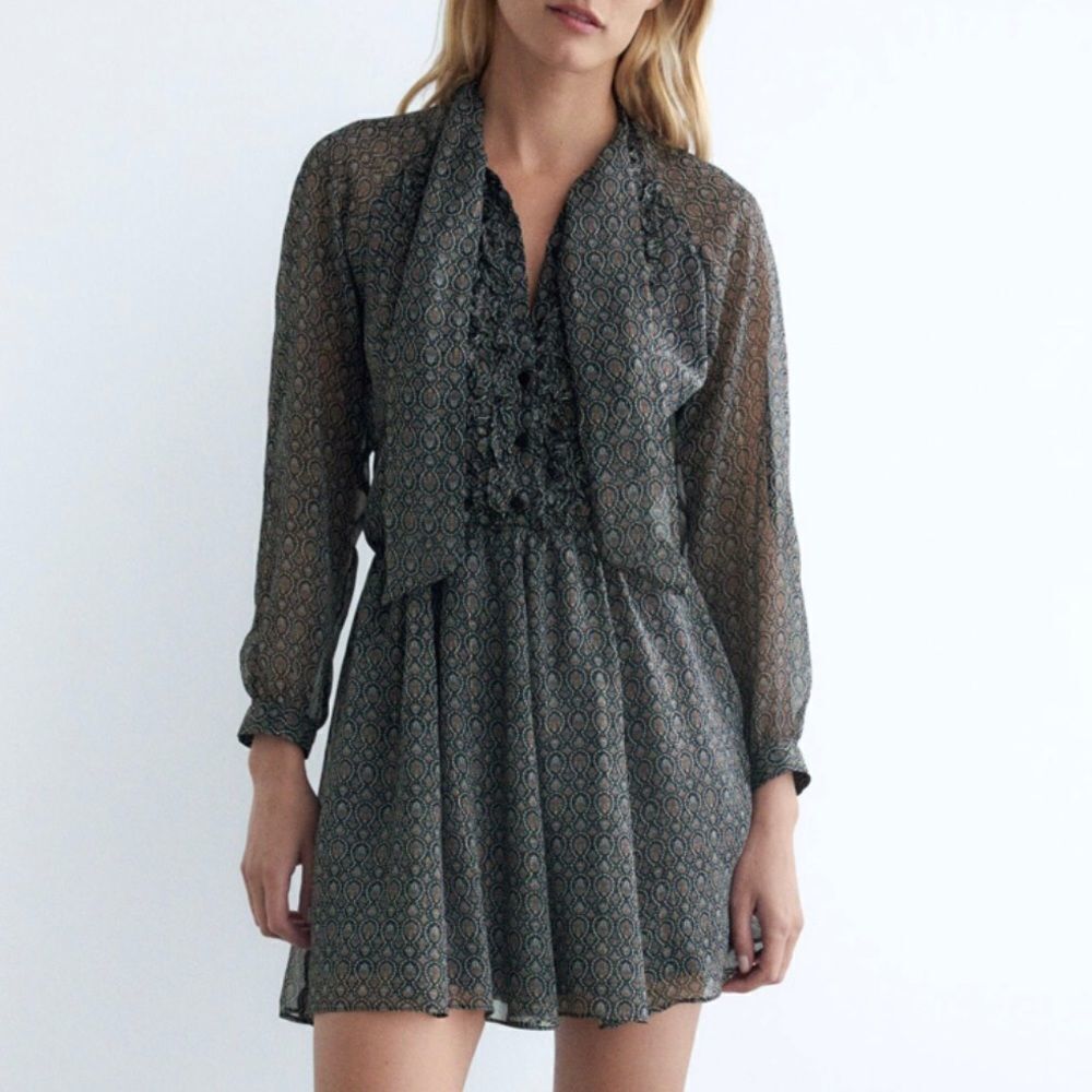 Zara Printed Jumpsuit High Collar Size Small